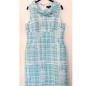 Tahari Arthur S. Levine Designer Dress Aqua Sheath